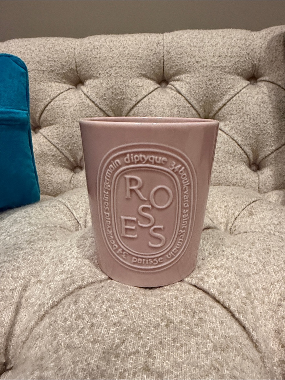 diptyque Pink Embossed Roses Ceramic Candle Holder